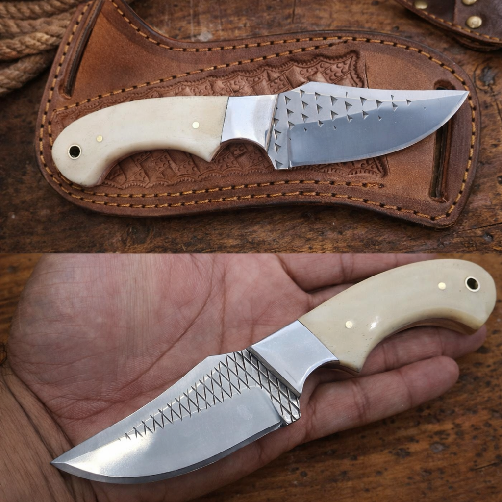 Handcrafted 7" Rasp Steel Field Work Western Ranch Tool with Leather Sheath