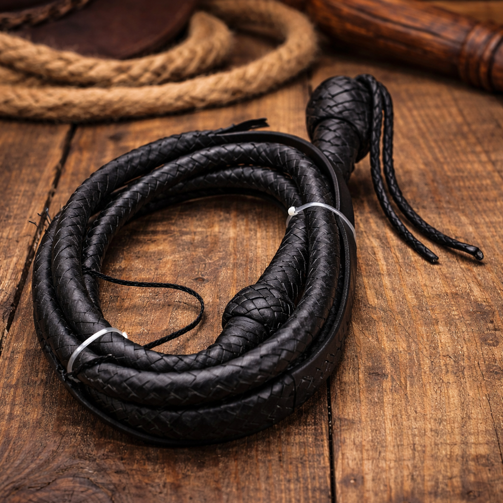 Black Leather Bull Whip - 4ft Handcrafted -Art Craft Zone
