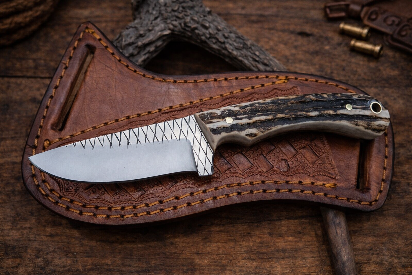 Handcrafted 7" Rasp Steel Field Work Ranch Tool with Leather Sheath