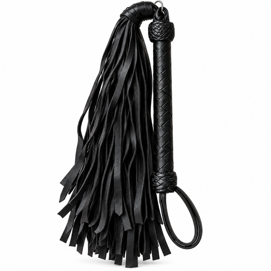 30" Handcrafted Bull Whip - Black Genuine Leather