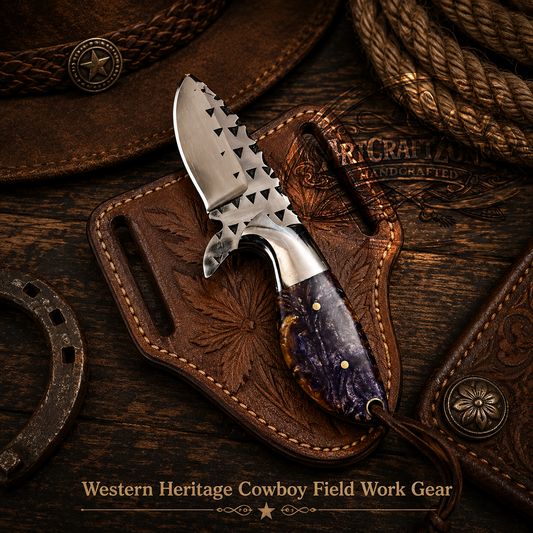 Handcrafted 6" Rasp File Farriery Steel Western Cowboy Field Work Tool with Leather Sheath