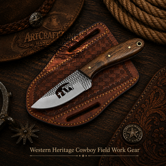Handcrafted 7" Rasp File Farriery Steel Western Cowboy Field Work Tool with Leather Sheath