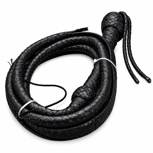 Black Leather Bull Whip - 4ft Handcrafted -Art Craft Zone