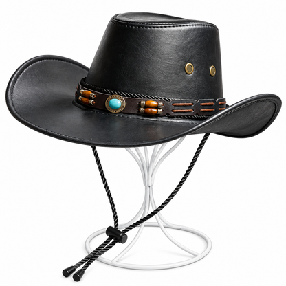 Classic Western Black Cowboy Hat Handcrafted Leather