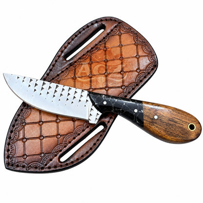 Western Cowboy Rasp Steel Knife – 7-Inch Wood & Black Resin Handle