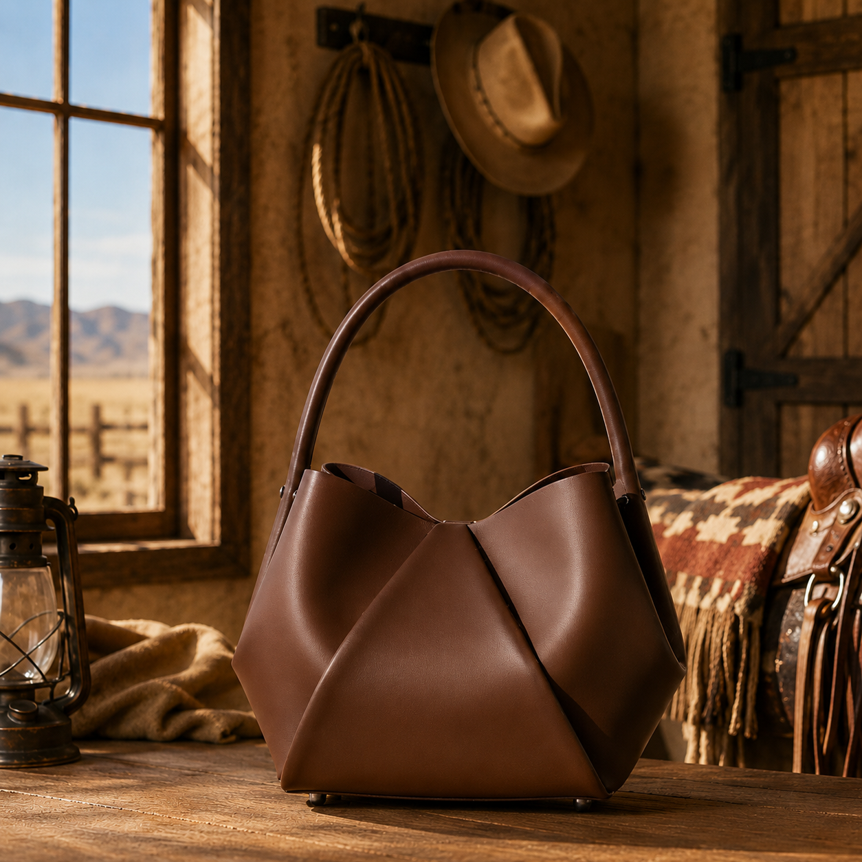 Luxe Sculpted Leather Handbag – Handcrafted Brown, Black & Deep Plum