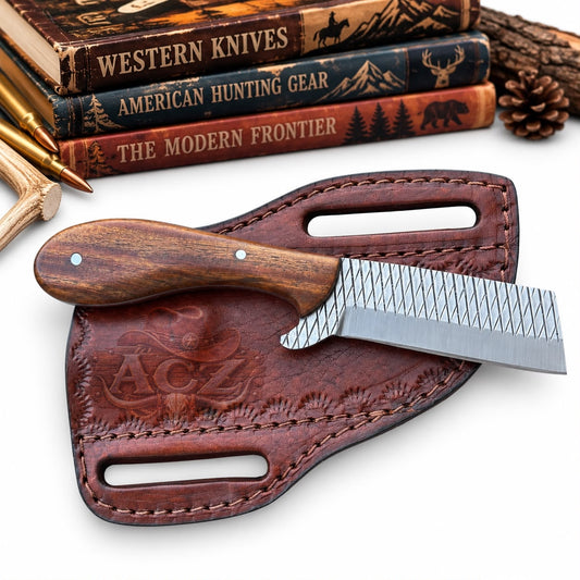 7" Handmade Western Cowboy Bull Cutter Knife with Leather Sheath