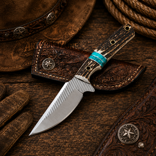 Handcrafted 8" Rasp File Farriery Steel Western Cowboy Field Work Tool with Leather Sheath