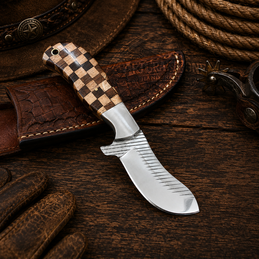 Handcrafted Western Rasp File Steel Farriery Blade 6.5" EDC Field Tool with Leather Sheath