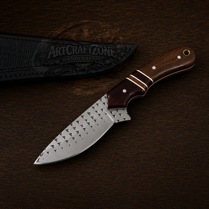 Handcrafted Western Rasp File Steel Farriery Blade 8" EDC Field Tool with Leather Sheath