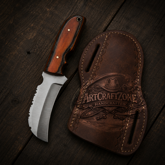 Handcrafted Bull Cutter 7" Western Cowboy Field Work Tool with Leather Sheath