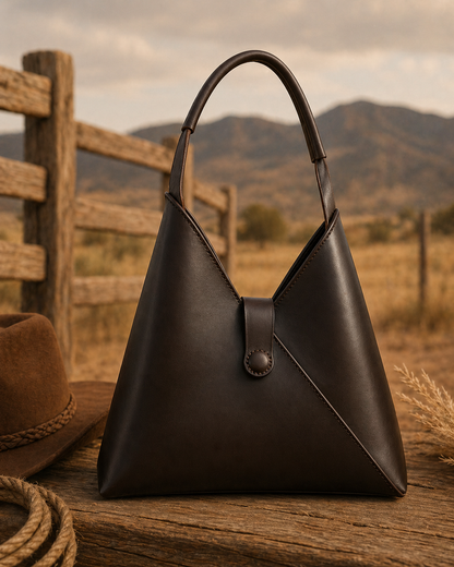 Luxury Dark Brown & Chocolate Leather Handbag – Premium Structured Shoulder Bag