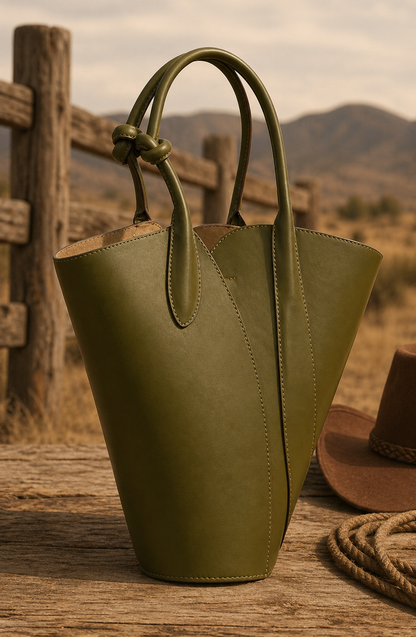 Luxury Olive Green Leather Tote Bag – Premium Handmade Shoulder Bag