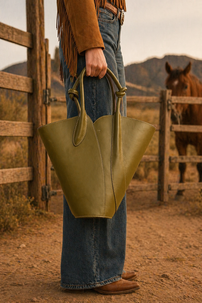 Luxury Olive Green Leather Tote Bag – Premium Handmade Shoulder Bag
