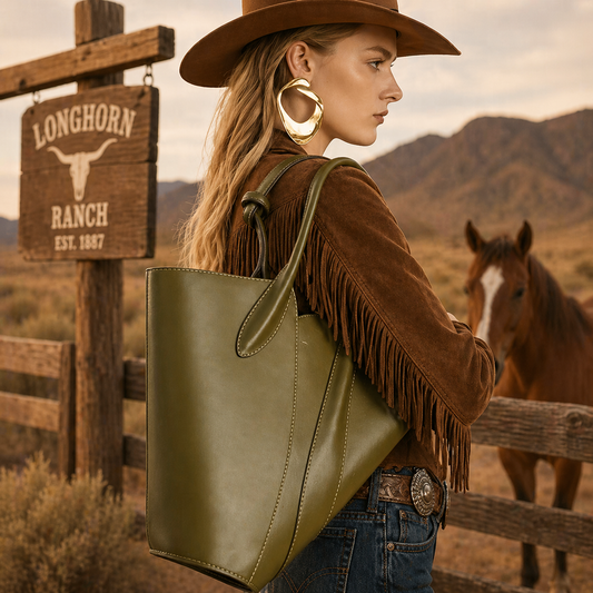 Luxury Olive Green Leather Tote Bag – Premium Handmade Shoulder Bag
