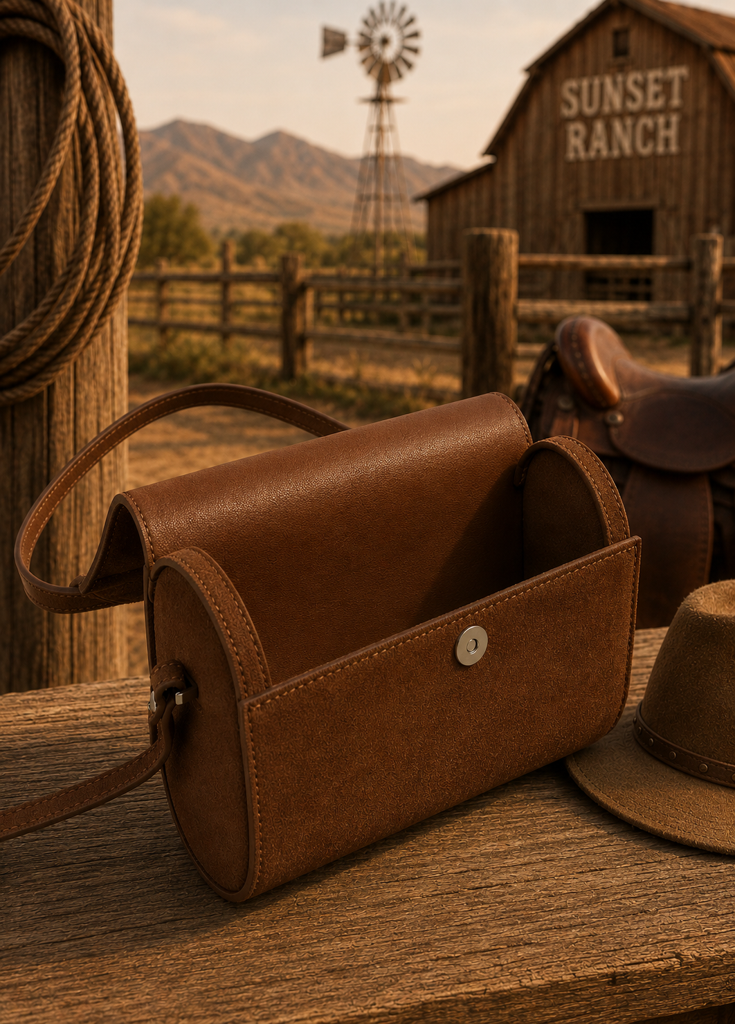 Minimalist Brown & Desert Leather Crossbody Bag Elegant Everyday Shoulder Purse