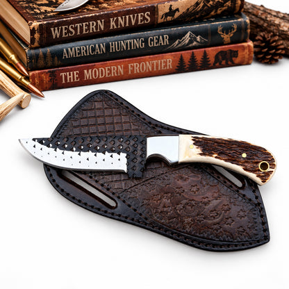 Western Cowboy Rasp Steel Knife – 7" Stag Horn Handle