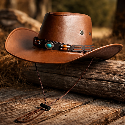 Classic Western Black Cowboy Hat Handcrafted Leather