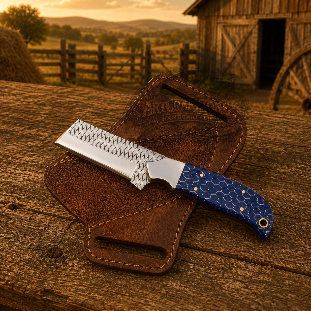 Western Handcrafted Fixed Blade Knife – Rasp Steel Blade Outdoor Companion