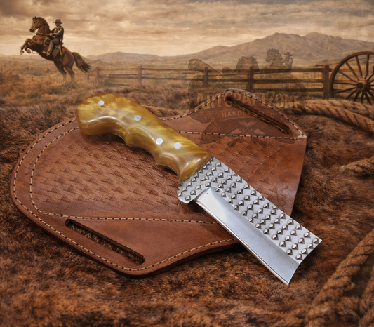 Western Ranch Tool Handcrafted Blade Utility Cutter With Leather Sheath