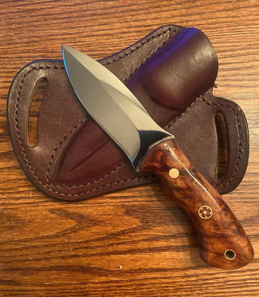 Handcrafted 8" 1095 High Carbon Steel Field Work Western Cowboy Tool with Leather Sheath