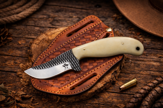 Handcrafted 7" Rasp Steel Field Work Western Cowboy Tool with Leather Sheath