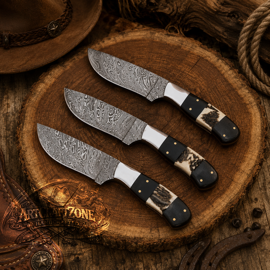 Handcrafted 8" Full Tang Premium Damascus Western Cowboy Field Work Tool with Leather Sheath