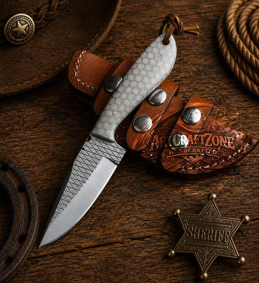 Handcrafted 7" Rasp File Farriery Steel Western Cowboy Field Work Tool with Leather Sheath