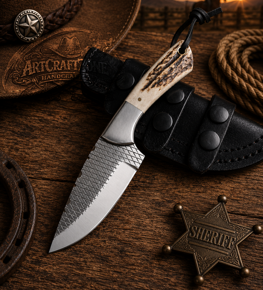 Handcrafted 8" Rasp File Farriery Steel Western Cowboy Field Work Tool with Leather Sheath