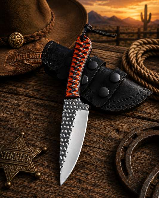 Handcrafted 8" Rasp File Farriery Steel Western Cowboy Field Work Tool with Leather Sheath