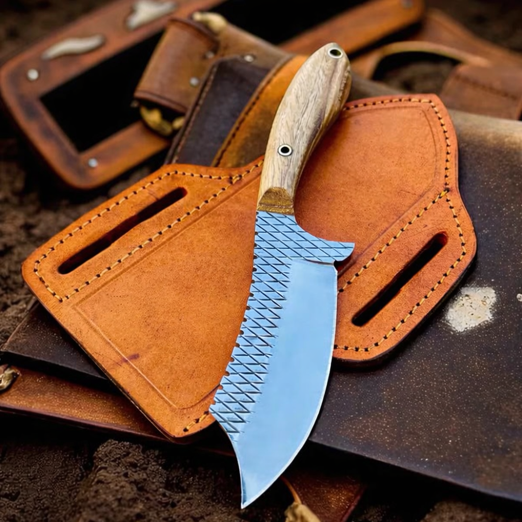 Handcrafted 7.5" Rasp Steel Field Work Western Cowboy Tool with Leather Sheath