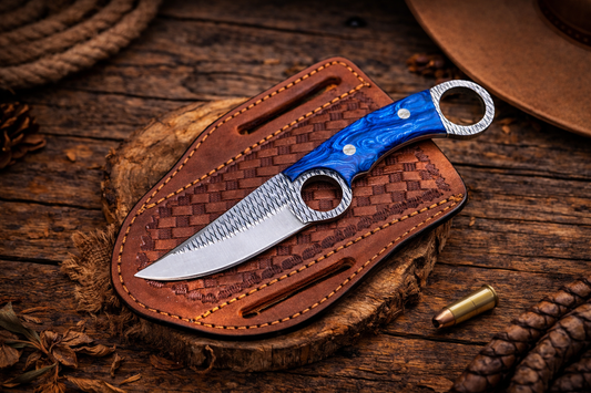 Handcrafted 7" Rasp Steel Field Work Western Cowboy Tool with Leather Sheath