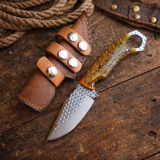 Handcrafted 8" Rasp Steel Field Work Western Tool with Leather Sheath