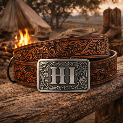 Western Leather Belt Cowboy