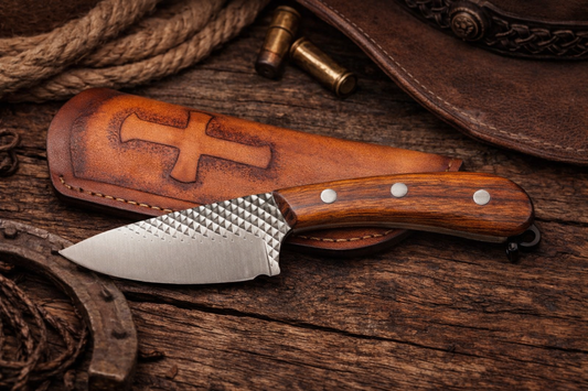 Handcrafted 7" Rasp Steel Field Work Western Cowboy Tool with Leather Sheath