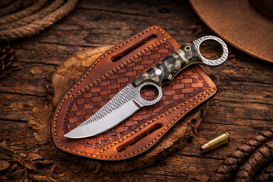 Handcrafted 7" Rasp Steel Field Work Western Cowboy Tool with Leather Sheath