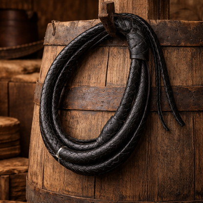 16 Foot Handcrafted Bull Whip Dark Brown Chocolate Genuine Leather