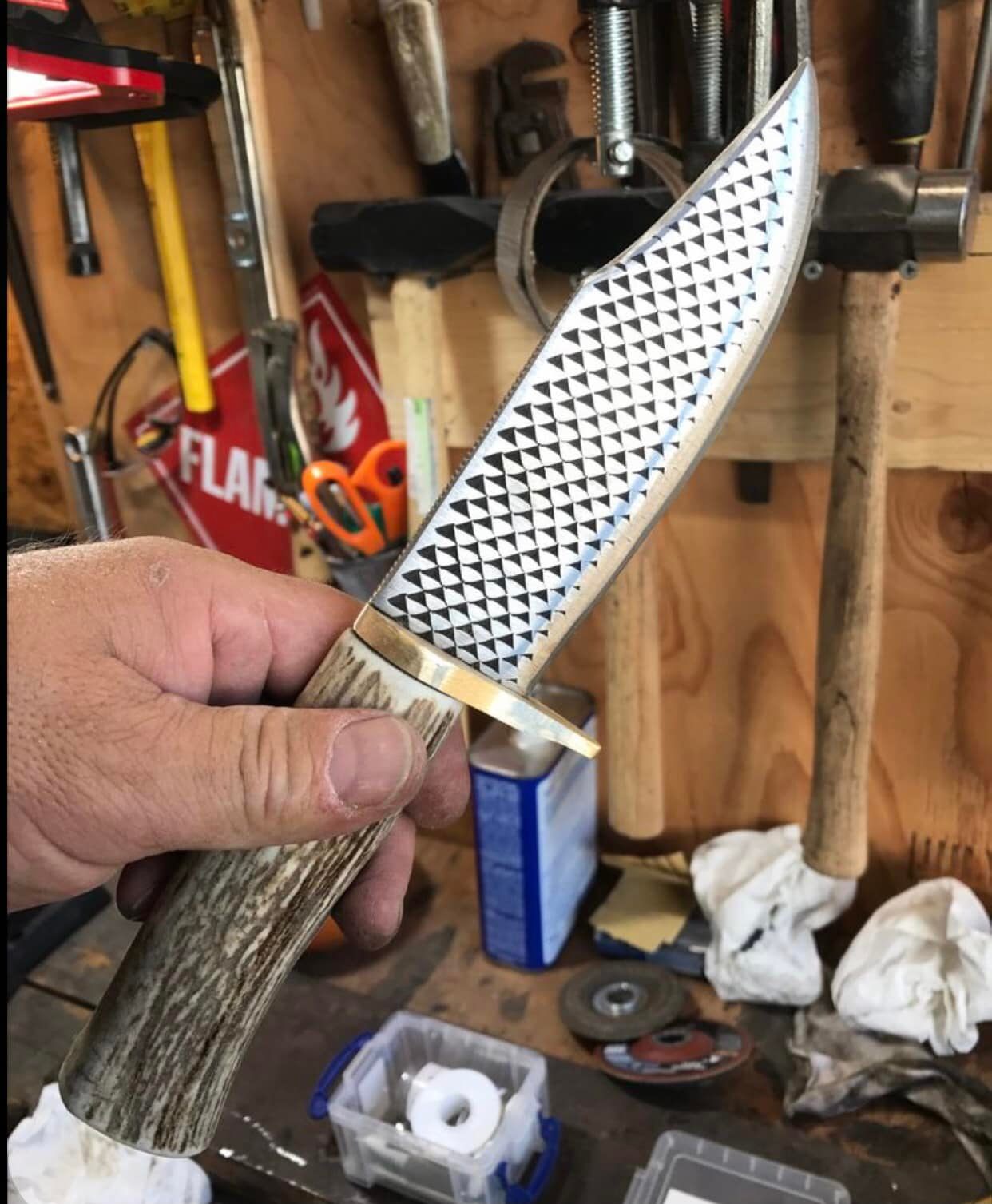Handcrafted Cowboy Rasp Farrier File Steel Working Field Tool with Antler & Western Leather Sheath 9.5" Overall