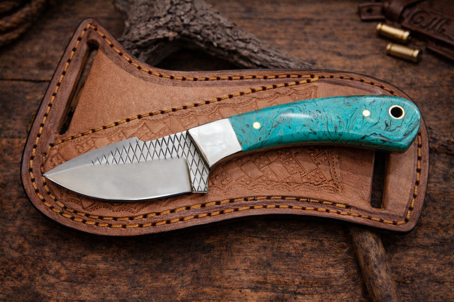 Handcrafted 7.5" Rasp Steel Field Work Western Cowboy Tool with Leather Sheath