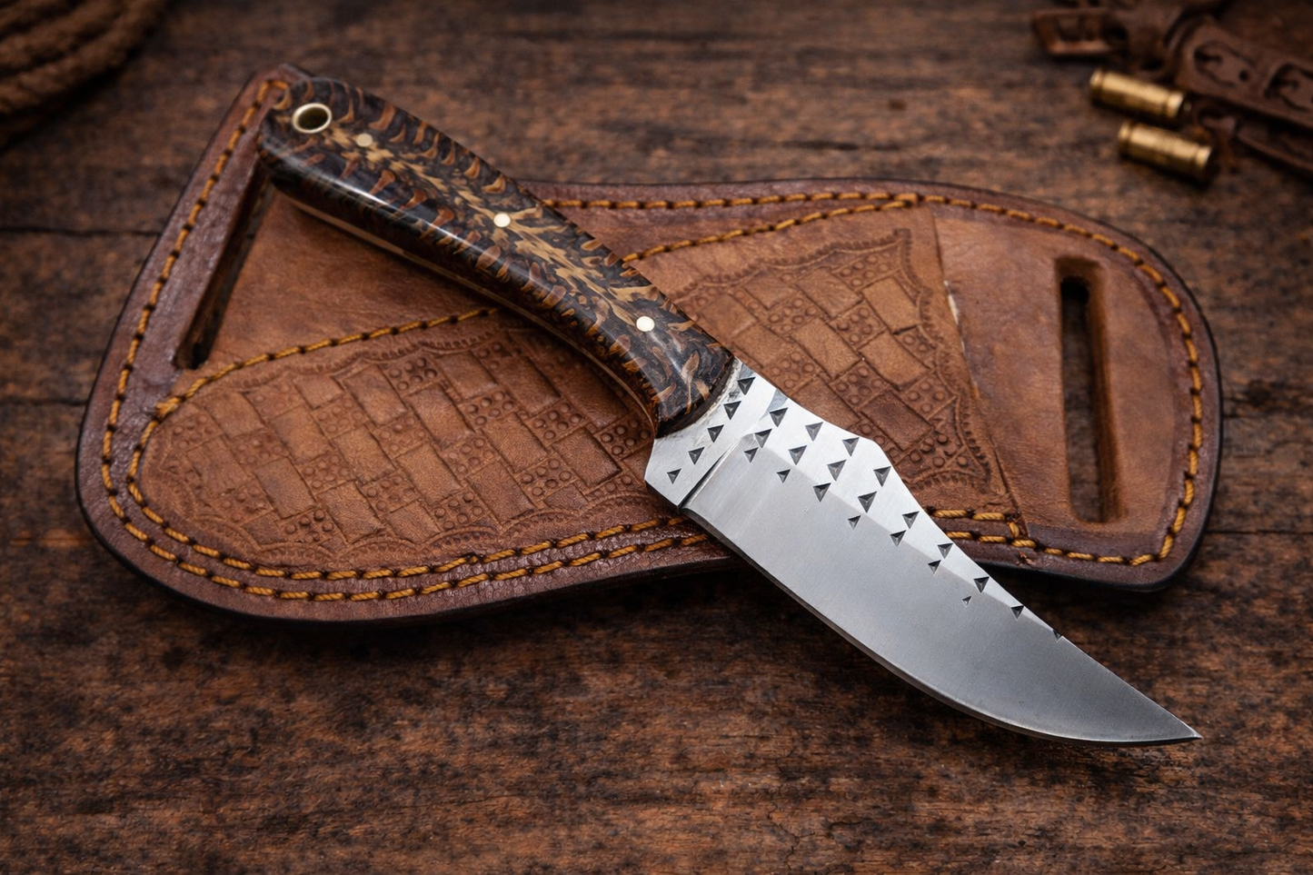 Handcrafted 7" Rasp Steel Field Work EDC Cowboy Tool with Leather Sheath