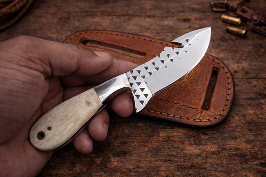 Handcrafted 7" Rasp Steel Gut Hook Field Work Western Cowboy Tool with Leather Sheath
