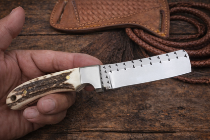 Handcrafted 7" Western Cowboy Bull Cutter With Leather Sheath