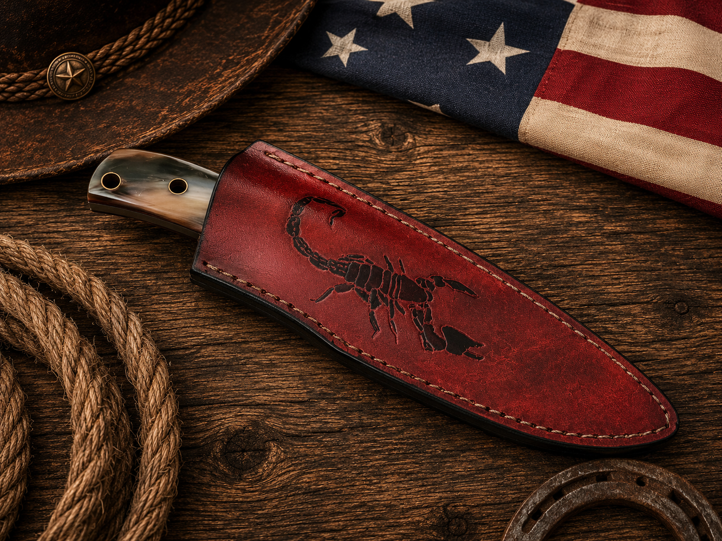 Handcrafted EDC Skinning Real Damascus Western Cowboy Field Work Tool with Leather Sheath
