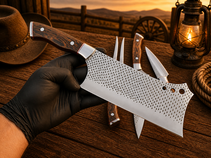 Handcrafted 6-Piece Rasp File Steel Kitchen Chef Knife Set with Wenge Wood Handles