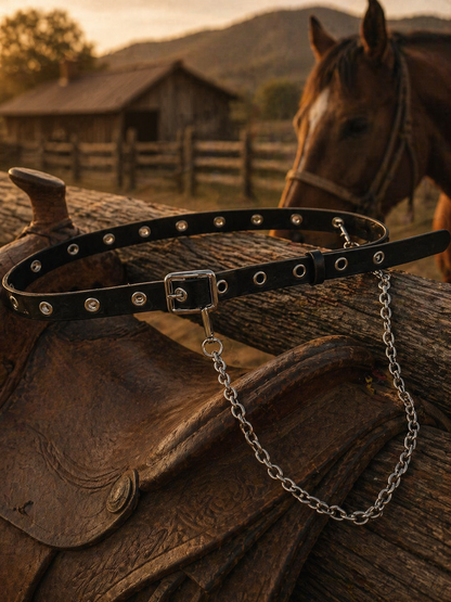 Women's Western Leather Belt Bag with Chain – Minimalist Cowgirl Style