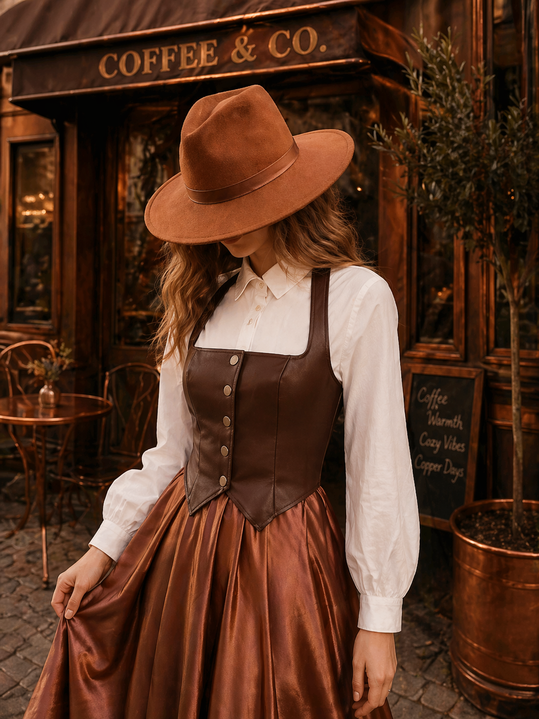 Women's Vintage Modern Leather Vest – Handcrafted Western Style