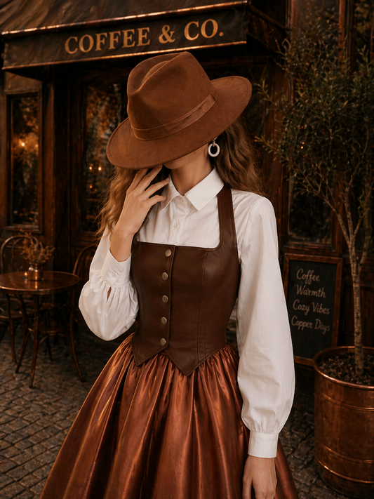 Women's Vintage Modern Leather Vest – Handcrafted Western Style