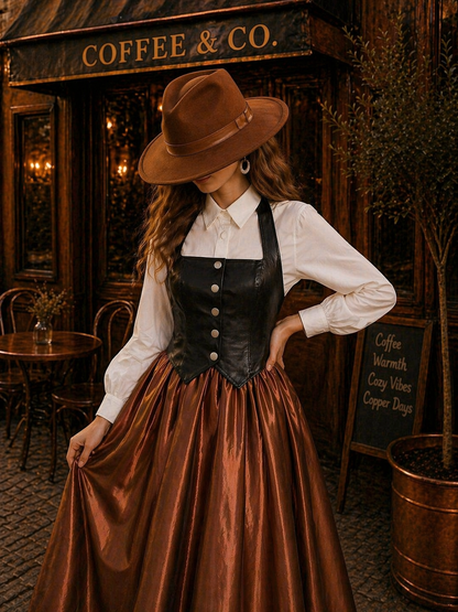 Women's Vintage Modern Leather Vest – Handcrafted Western Style