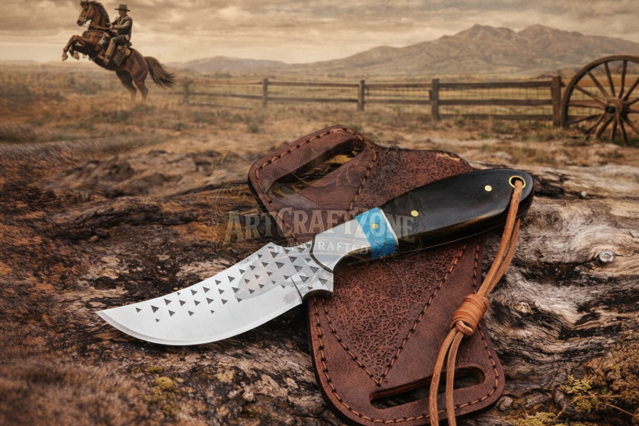 Western Knife with Watermark on Leather Sheath