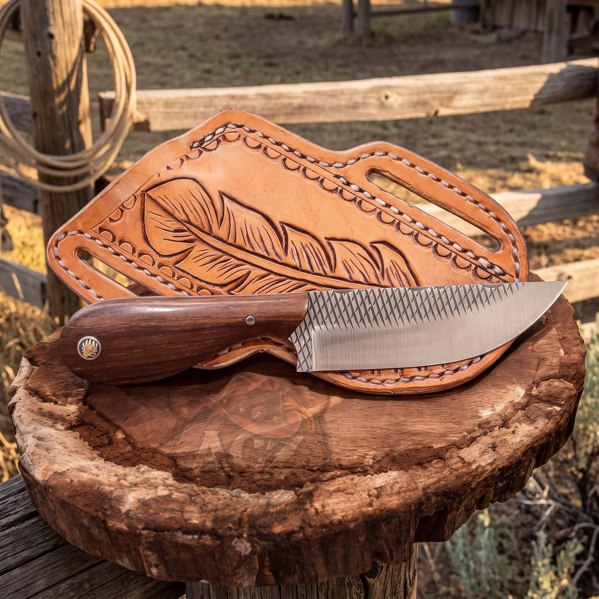 Handmade Western Cowboy EDC Knife – 7" Rasp Farrier Steel With Leather Sheath